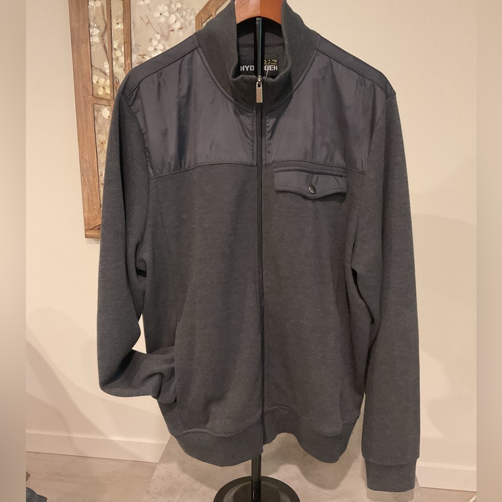 HYDROGEN Black Mixed Media Zip up Sweater/Jacket .